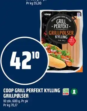 Coop Obs COOP GRILL PERFEKT KYLLING GRILLPØLSER tilbud