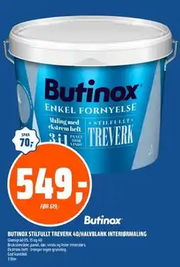 Coop Obs BUTINOX STILFULLT TREVERK 40/HALVBLANK INTERIØRMALING tilbud