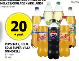 Bunnpris PEPSI MAX, SOLO, SOLO SUPER, VILLA OG MOZELL tilbud