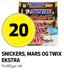 Bunnpris SNICKERS, MARS OG TWIX EKSTRA tilbud