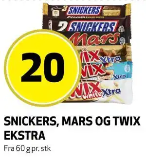 Bunnpris SNICKERS, MARS OG TWIX EKSTRA tilbud
