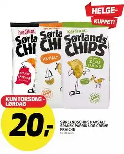 Bunnpris SØRLANDSCHIPS HAVSALT, SPANSK PAPRIKA OG CREME FRAICHE tilbud