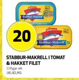 Bunnpris STABBUR-MAKRELL I TOMAT & HAKKET FILET tilbud