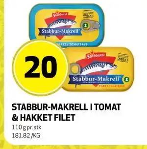 Bunnpris STABBUR-MAKRELL I TOMAT & HAKKET FILET tilbud
