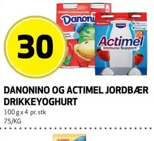 Bunnpris DANONINO OG ACTIMEL JORDBÆR DRIKKEYOGHURT tilbud