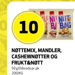 Bunnpris NØTTEMIX, MANDLER, CASHEWNØTTER OG FRUKT&NØTT tilbud