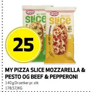 Bunnpris MY PIZZA SLICE MOZZARELLA & PESTO OG BEEF & PEPPERONI tilbud