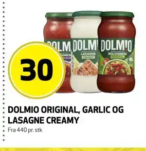 Bunnpris DOLMIO ORIGINAL, GARLIC OG LASAGNE CREAMY tilbud