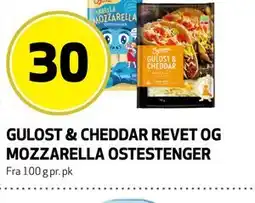 Bunnpris GULOST & CHEDDAR REVET OG MOZZARELLA OSTESTENGER tilbud