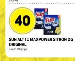 Bunnpris SUN ALT I 1 MAXPOWER SITRON OG ORIGINAL tilbud