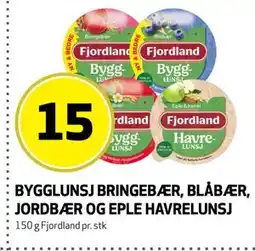 Bunnpris BYGGLUNSJ BRINGEBÆR, BLÅBÆR, JORDBÆR OG EPLE HAVRELUNSJ tilbud