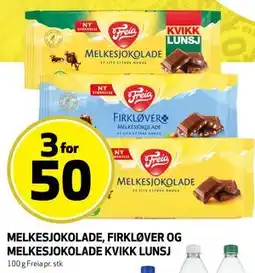 Bunnpris MELKESJOKOLADE, FIRKLØVER OG MELKESJOKOLADE KVIKK LUNSJ tilbud
