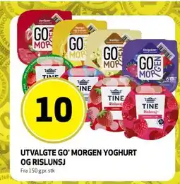 Bunnpris UTVALGTE GO' MORGEN YOGHURT OG RISLUNSJ tilbud