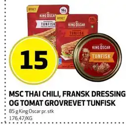 Bunnpris MSC THAI CHILI, FRANSK DRESSING OG TOMAT GROVREVET TUNFISK tilbud