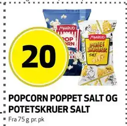 Bunnpris POPCORN POPPET SALT OG POTETSKRUER SALT tilbud