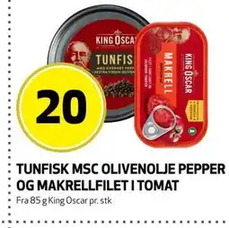 Bunnpris TUNFISK MSC OLIVENOLJE PEPPER OG MAKRELLFILET I TOMAT tilbud