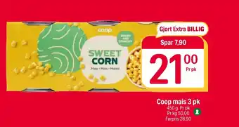 Coop Extra Coop mais 3 pk tilbud