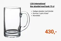Kitch'n LSA International Bar ølseidel med hank tilbud
