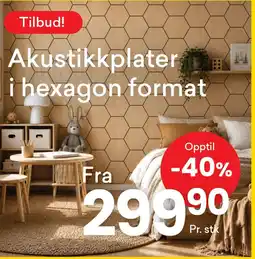 Right Price Tiles Akustikkplater i hexagon format tilbud