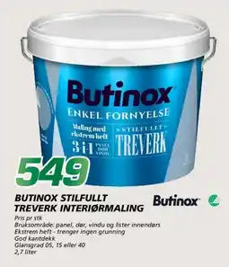 Coop Byggmix Butinox Stilfullt treverk interiørmaling tilbud