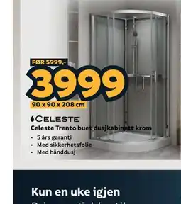 Megaflis Celeste Trento buet dusjkabinett krom tilbud
