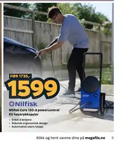 Megaflis Nilfisk Core 130-6 powercontrol EU høytrykkspyler tilbud
