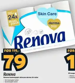 Megaflis Renova toalettpapir skincare derma 24 ruller tilbud