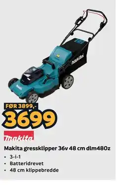 Megaflis Makita gressklipper 36v 48 cm dlm480z tilbud