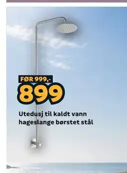 Megaflis Utedusj til kaldt vann hageslange børstet stål tilbud