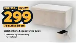 Megaflis Sittebenk med oppbevaring beige tilbud