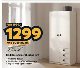 Megaflis Lind Base garderobeskap hvit tilbud