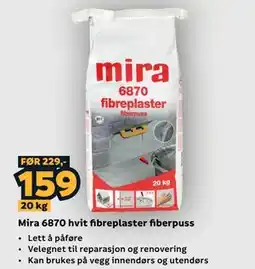 Megaflis Mira 6870 hvit fibreplaster fiberpuss tilbud