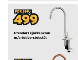 Megaflis Utendørs kjøkkenkran m/c-tut børstet stål tilbud