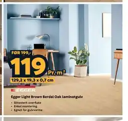 Megaflis Egger Light Brown Berdal Oak laminatgulv tilbud