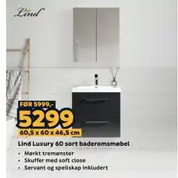 Megaflis Lind Luxury 60 sort baderomsmøbel tilbud