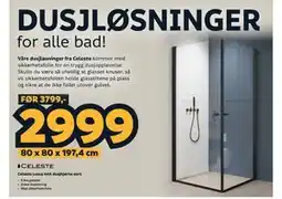 Megaflis Celeste Lucca rett dusjhjørne sort tilbud