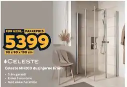 Megaflis Celeste MH200 dusjhjørne krom tilbud