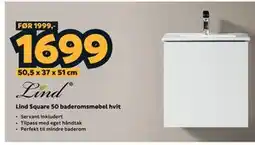 Megaflis Lind Square 50 baderomsmøbel hvit tilbud