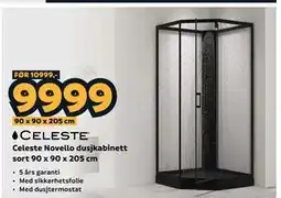 Megaflis Celeste Novello dusjkabinett sort 90 x 90 x 205 cm tilbud