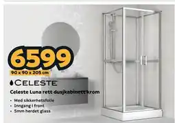 Megaflis Celeste Luna rett dusjkabinett krom tilbud