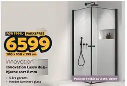 Megaflis Innovation Lusso dusjhjørne sort 8 mm tilbud