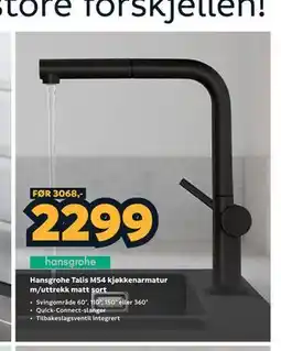 Megaflis Hansgrohe Talis M54 kjøkkenarmatur m/uttrekk matt sort tilbud