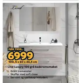 Megaflis Lind Luxury 100 grå baderomsmøbel tilbud