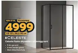 Megaflis Celeste Fasto skyvedør + sidevegg sort tilbud
