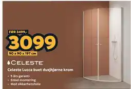 Megaflis Celeste Lucca buet dusjhjørne krom tilbud
