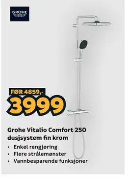 Megaflis Grohe Vitalio Comfort 250 dusjsystem fin krom tilbud