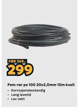 Megaflis Pem-rør pe 100 20x2,0mm 10m kveil tilbud