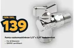 Megaflis Fonta vaskemaskinkran 1/2” x 3/4” forkrommet tilbud