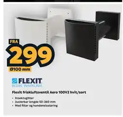 Megaflis Flexit friskluftsventil Aero 100V2 hvit/sort tilbud