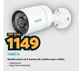 Megaflis Reolink smart wi-fi-kamera 2k cx410w colorx w320x tilbud